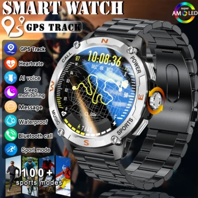 Outdoor Sport Smart Watch Men GPS 1.43'' AMOLED Screen Always Show Time Heart Rate Sport Waterproof BT Call Smartwatch 2025 New