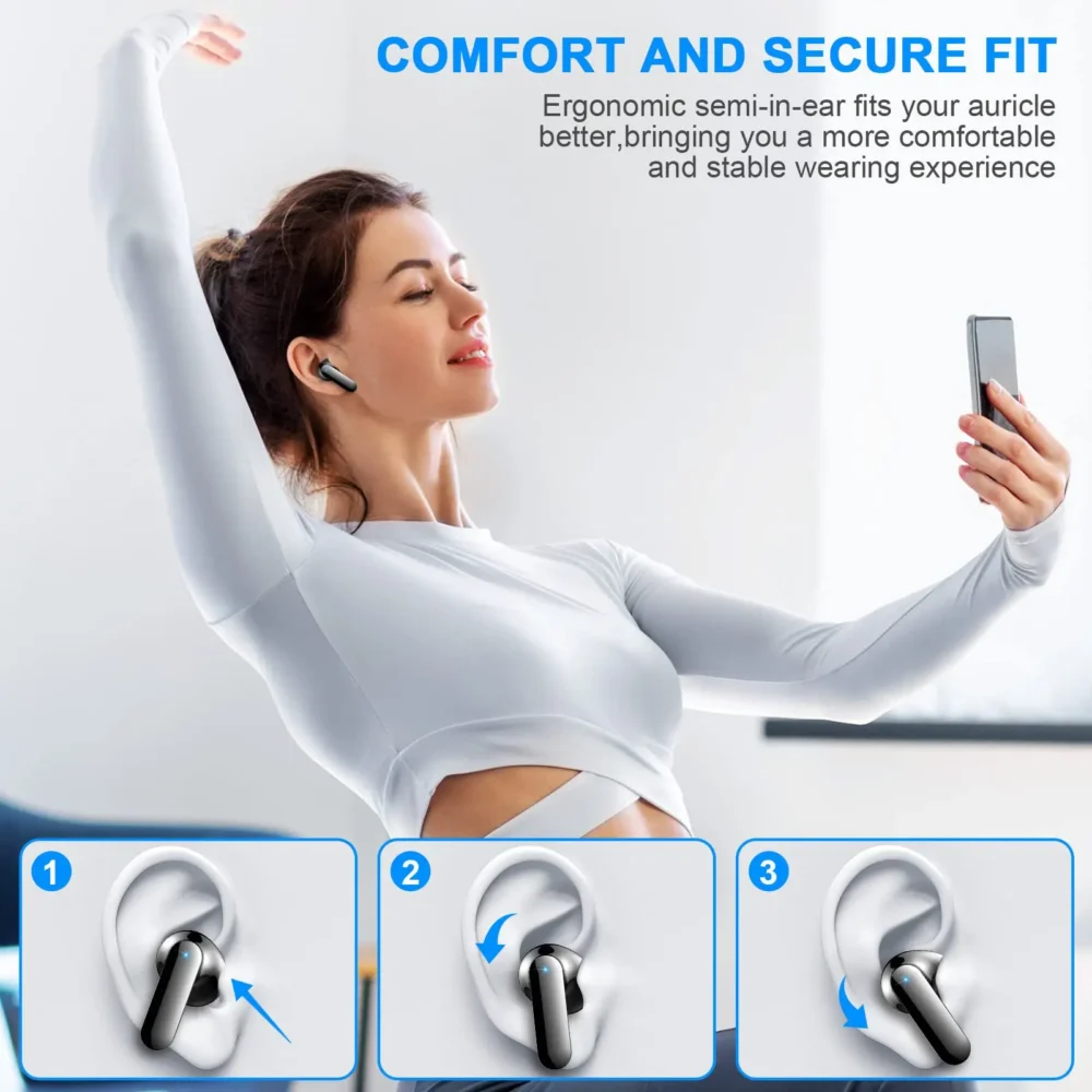 Wireless Earbuds, Bluetooth 5.3 Headphones Built in Noise Cancelling Mic, 36H Playtime LED Display Wireless Earphones. - Image 5