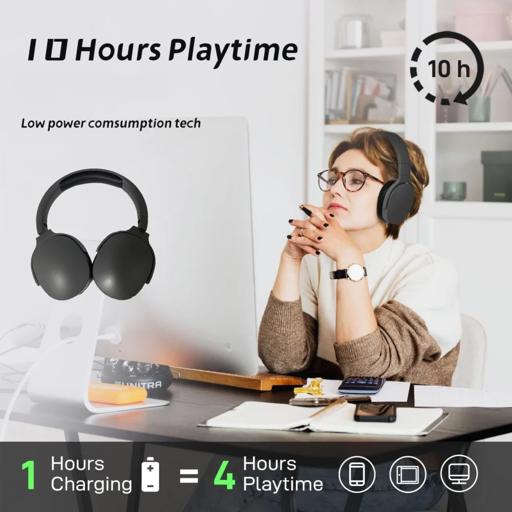 NEWMSNR 9D Surround Sound Wireless Bluetooth Headphones Over Ear Headsets True Sports Earphones TF/AUX Music Player with HD Mic - Image 5