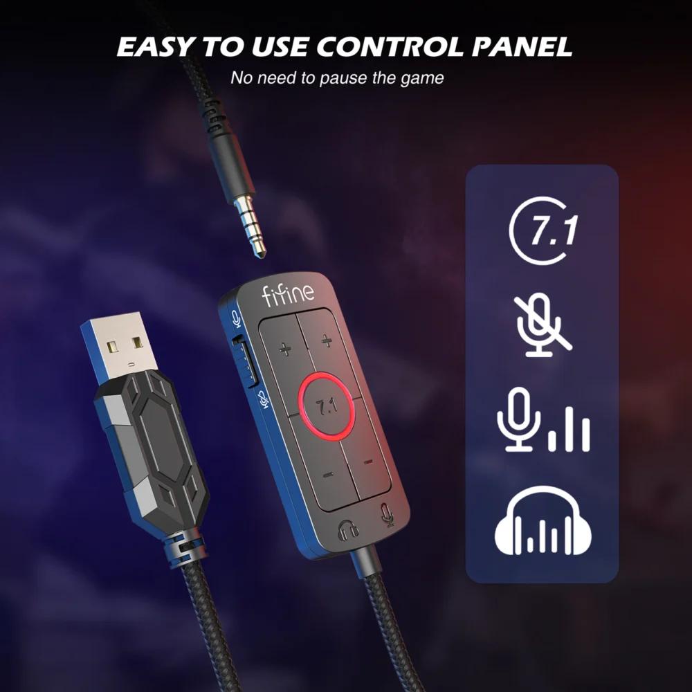FIFINE Headset,3.5 mm jack&USB Headphone with 7.1 Surround Sound/volum contral/Mute switch for PC/MAC/PS4/PS5 Mixer-H9 - Image 3