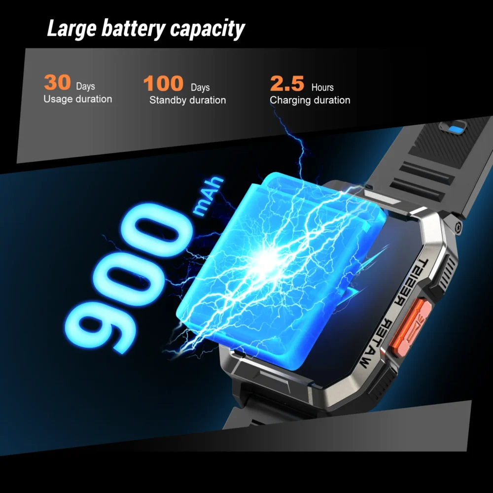Blackview New Smart Watch 2.01'' HD Display Outdoor Men's Watches with Emergency Lighting Bluetooth Call Waterproof Smartwatch - Image 2
