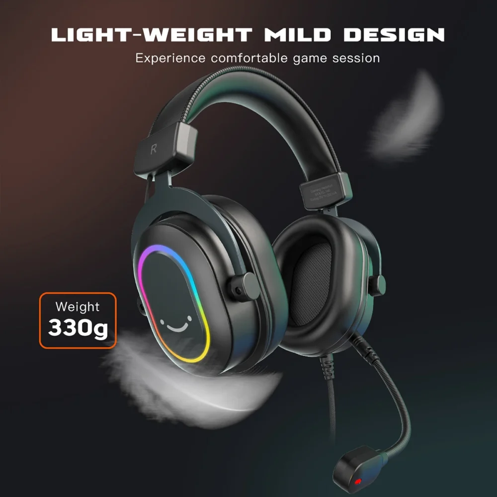 Fifine Dynamic RGB Gaming Headset with Mic Over-Ear Headphones 7.1 Surround Sound PC PS4 PS5 3 EQ Options Game Movie Music - Image 5