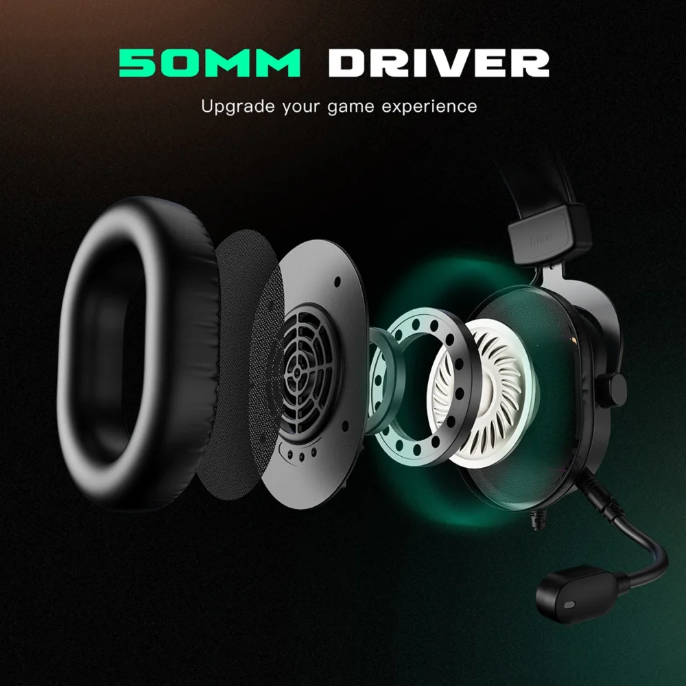 Fifine Dynamic RGB Gaming Headset with Mic Over-Ear Headphones 7.1 Surround Sound PC PS4 PS5 3 EQ Options Game Movie Music - Image 3