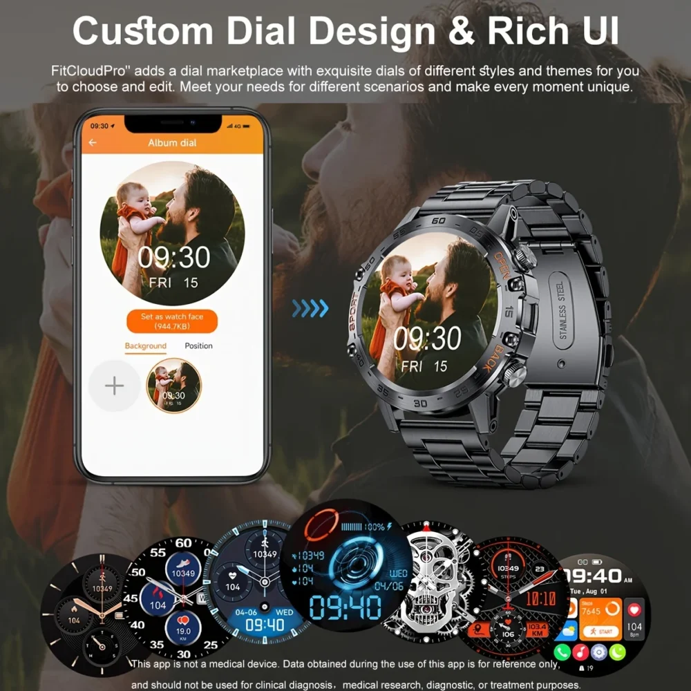 Abelanja Steel 1.39 Bluetooth Call Smart Watch Men Sports Fitness Tracker Watches IP67 Waterproof Smartwatch for Android IOS K52 - Image 4