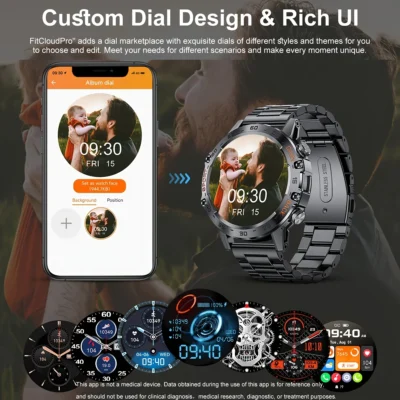 Abelanja Steel 1.39 Bluetooth Call Smart Watch Men Sports Fitness Tracker Watches IP67 Waterproof Smartwatch for Android IOS K52 - Image 4