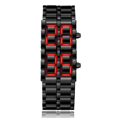Fashion Mens Digital Lava Wrist Watch Men Black Full Metal Red Blue LED Display Watches Gifts for Male Boy Sport Creative Clock - Image 6