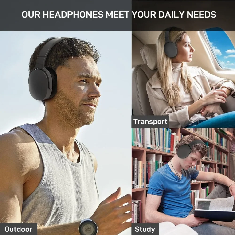 NEWMSNR 9D Surround Sound Wireless Bluetooth Headphones Over Ear Headsets True Sports Earphones TF/AUX Music Player with HD Mic - Image 6