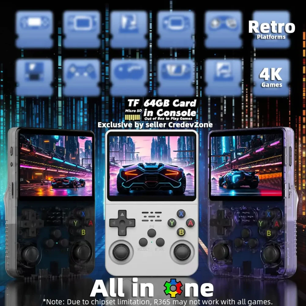 R36S Handheld Video Game Console Retro Open Source Arkos 2.0 System 3.5 Inch IPS Screen 64G Pocket Video Player 128GB Game - Image 5
