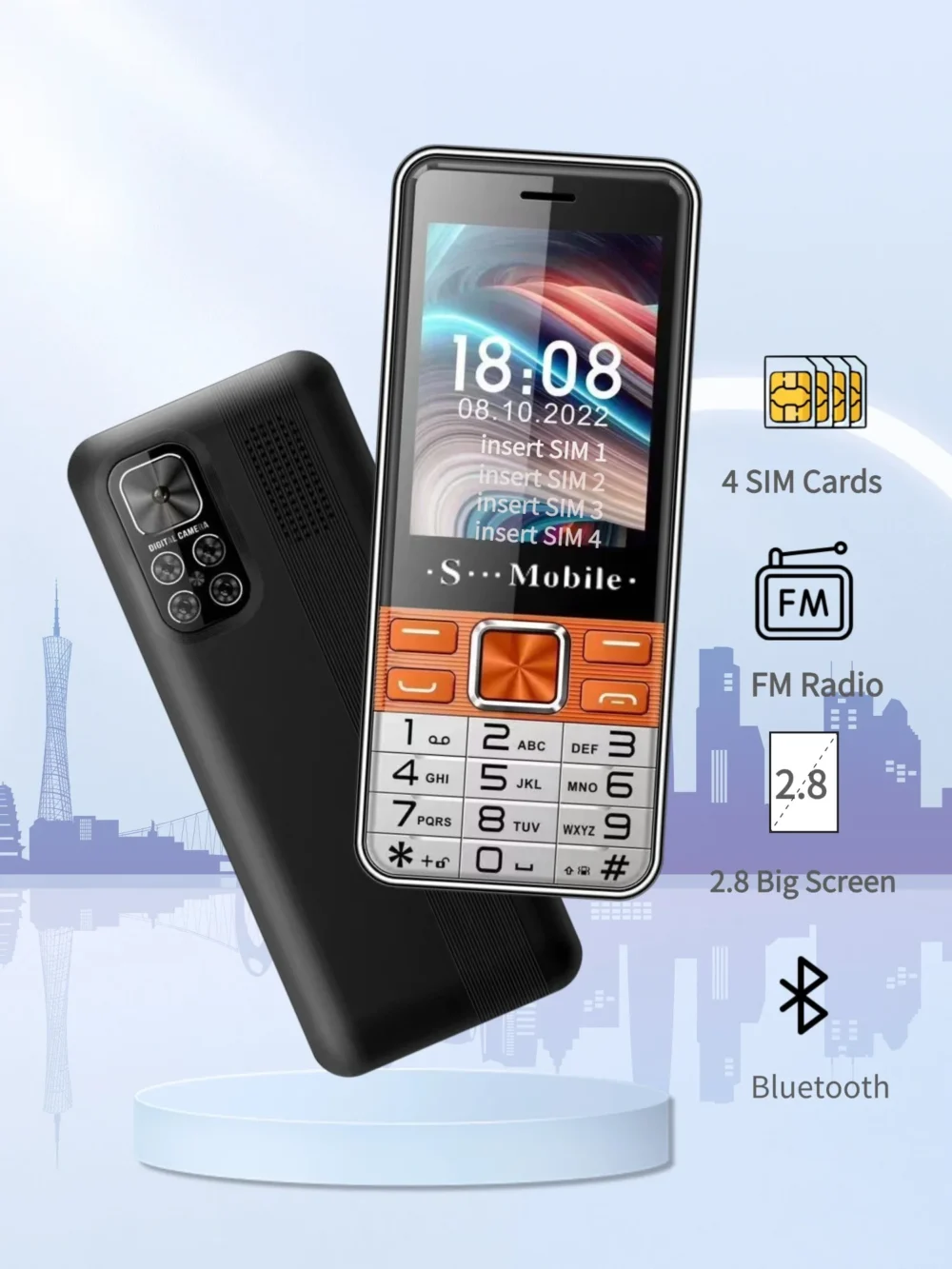 Low Price Elderly Mobile Phone Four Sim Card 2.8" Big Screen Large Push Button Big Battery Speed Dial Cheap Senior Cellphone - Image 2