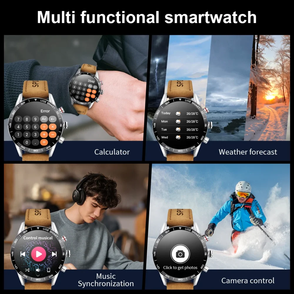 LIGE 2024 New Rugged Military GPS Smart Watch Men AMOLED HD Screen Heart Rate Bluetooth Call Waterproof Outdoor SmartWatch - Image 3