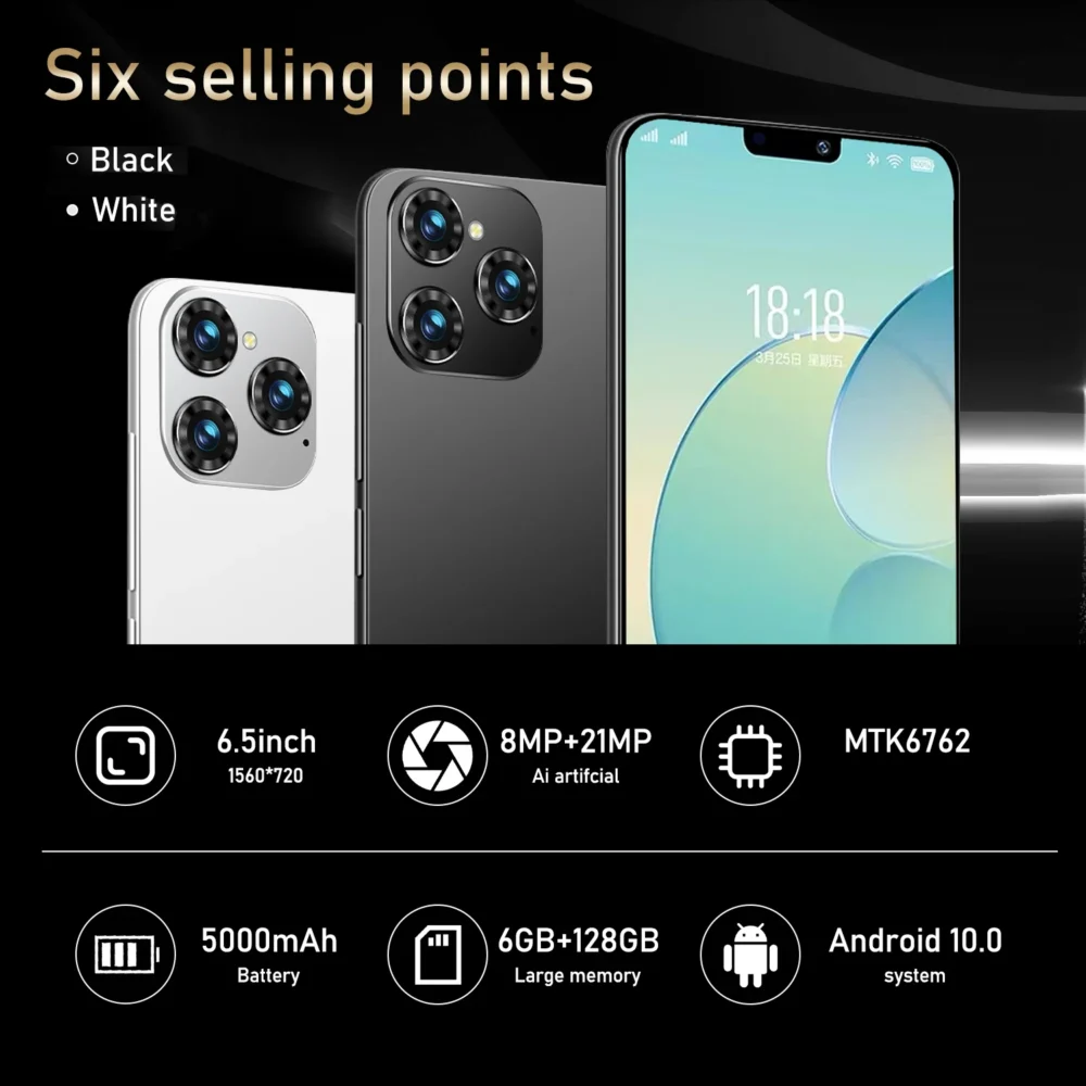 FUFFI-Note 15 Pro,Smartphone Android,6.5 inch,6+128GB ROM,5000mAh,Mobile phones,8+21MP,Dual SIM,Octa Core,Cellphones - Image 2
