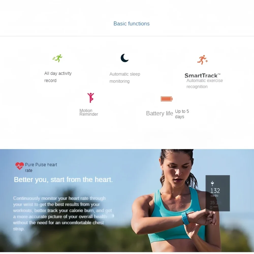 Fitbit Alta HR smart sports watch/wristband heart rate pedometer fitness calorie sleep monitoring information reminder - Image 4
