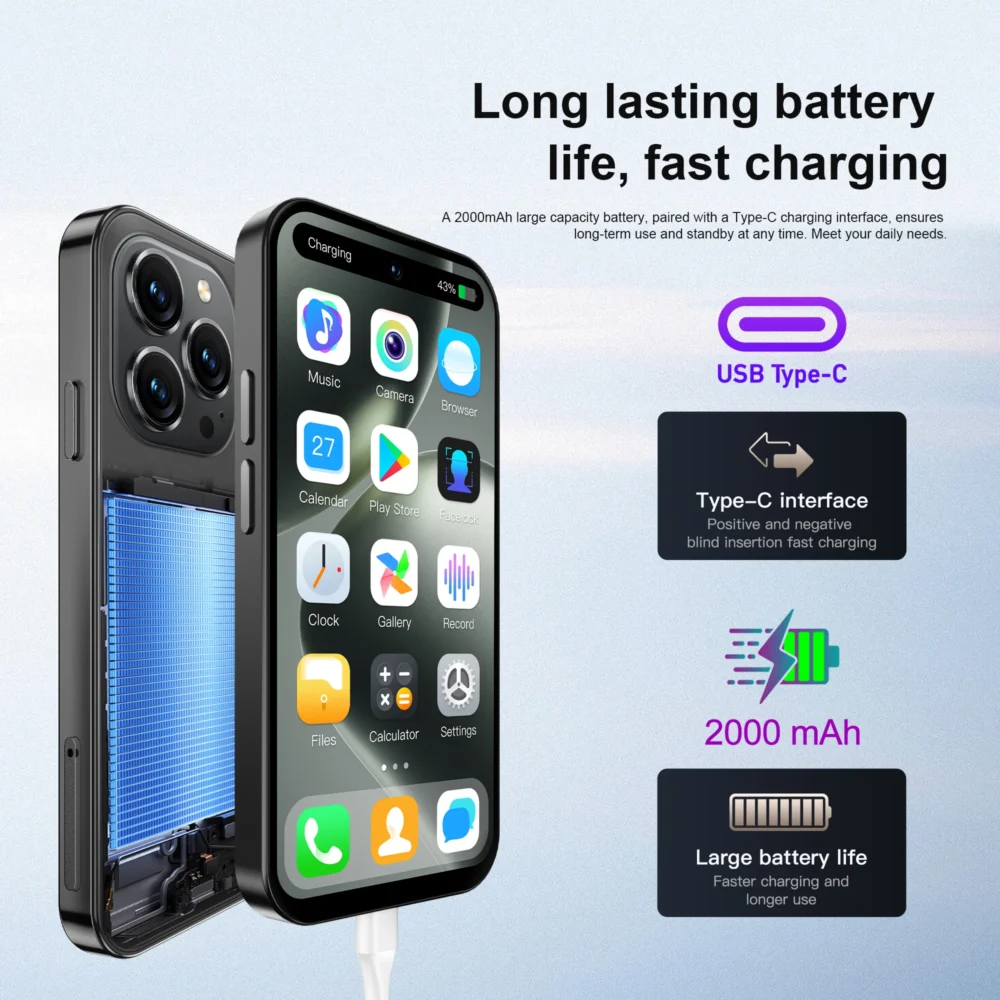2025 SERVO S16 Mini 4.0" Smartphone Android 10.0 3G WCDMA 2GB+16GB 5MP Camera Play Store WiFi Hotspot Super Small Phones Type-C - Image 3