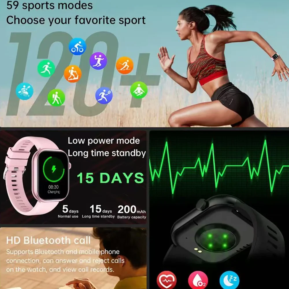 New QX7 Smart Watch Men 2.01-inch SmartWatch Bluetooth Call GPS AI Voice Heart rate Blood oxygen Android &IOS Sports Smartwatch - Image 2