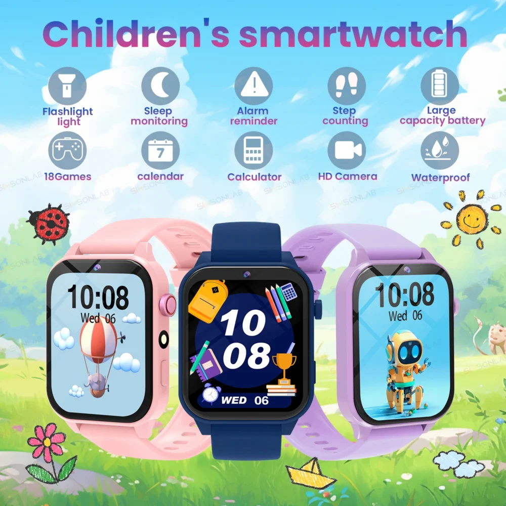 Kids Smart Watch Sleep Monitor Touch Screen Camera 12 Games Pedometer Flashlight Alarm Sports Children Boy Girls Digital Watches