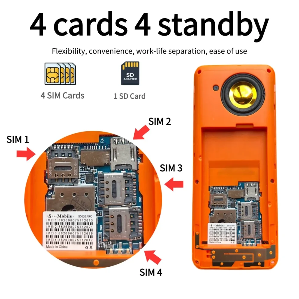Low Price Elderly Mobile Phone Four Sim Card 2.8" Big Screen Large Push Button Big Battery Speed Dial Cheap Senior Cellphone - Image 4