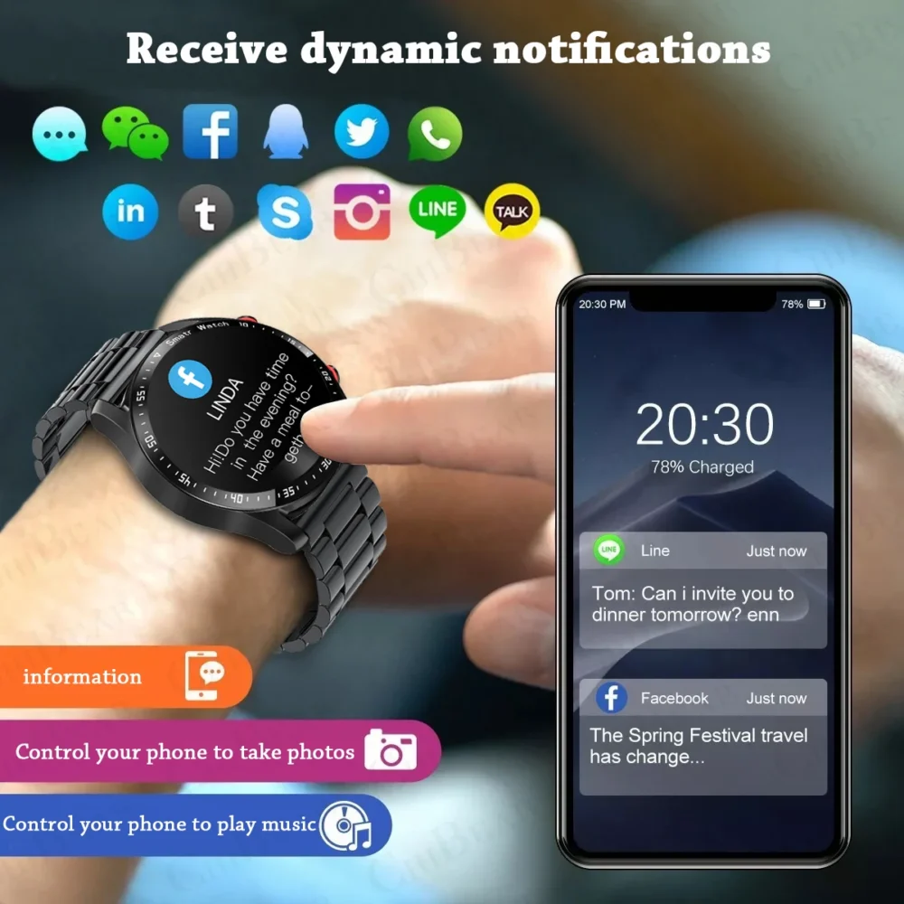 For Huawei 1.5 inch Smart Watch Men Bluetooth Call Heart Rate ECG Health Fitness Sports Watch Waterproof Business Man Smartwatch - Image 4