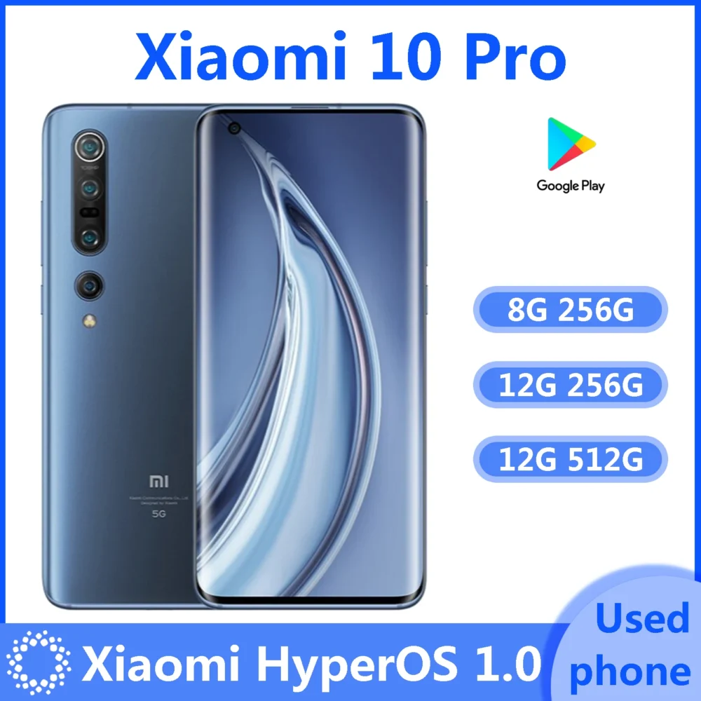 Global Rom Xiaomi 10 Pro mobile phone Mi 5G 55W Snapdragon 865 108 MP Camera 4500mAh Battery Androidused phone
