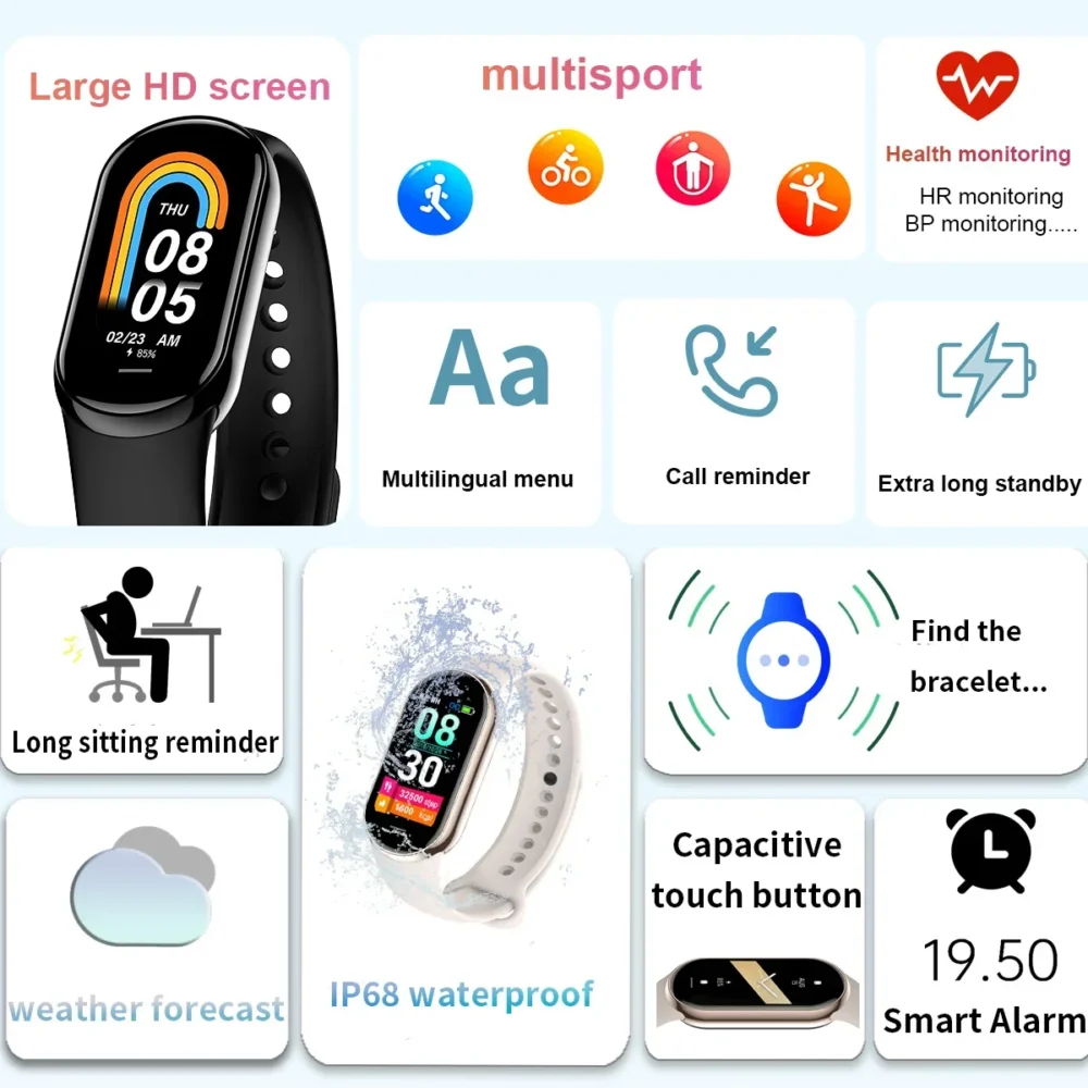 New M8 Smart Watch Men Women Fitness Sports Smart Band Fitpro Version Bluetooth Music Heart Rate Take Pictures Smartwatch Band - Image 2