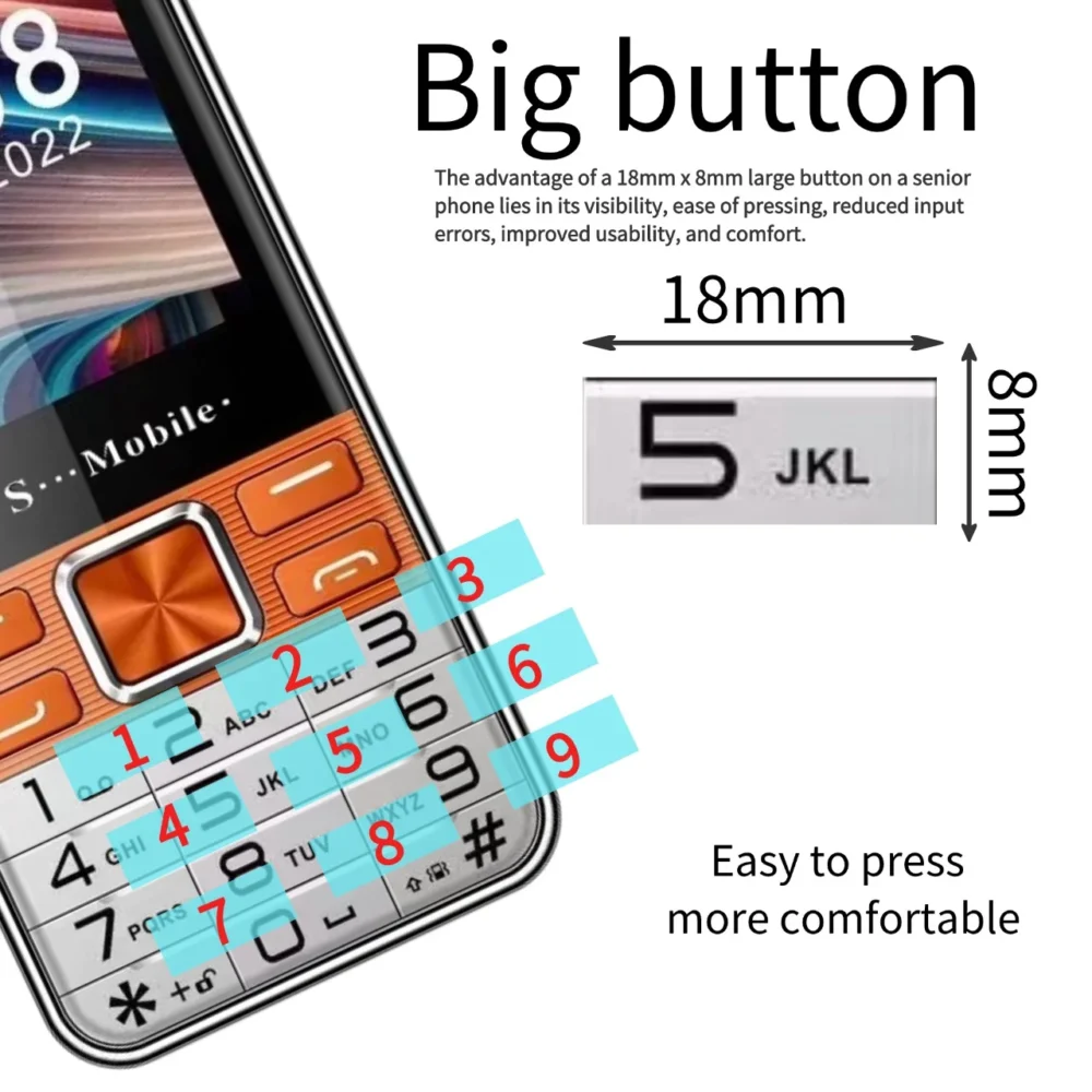 Low Price Elderly Mobile Phone Four Sim Card 2.8" Big Screen Large Push Button Big Battery Speed Dial Cheap Senior Cellphone - Image 5