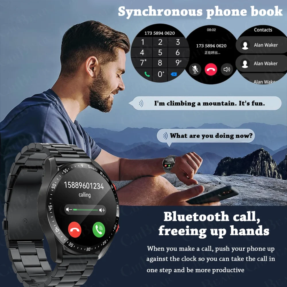 For Huawei 1.5 inch Smart Watch Men Bluetooth Call Heart Rate ECG Health Fitness Sports Watch Waterproof Business Man Smartwatch - Image 3
