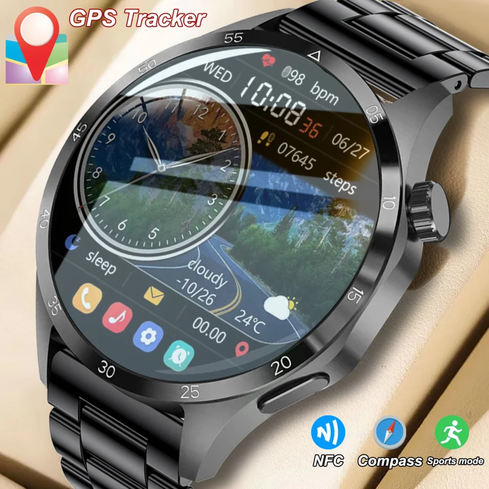 GT4 Pro NFC GPS Sport Smart Watch Men 360*360 AMOLED Screen Heart rate Bluetooth call IP68 Waterproof Smartwatch 2025New Watches