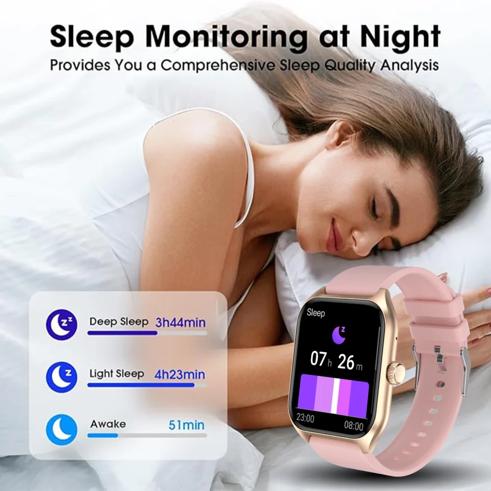 AI Voice Assistant Smart Watch for Men Women, 1.96'' HD Screen Activity Trackers with 100+Sports/ Sleep/ Heart Rate Monitor - Image 2