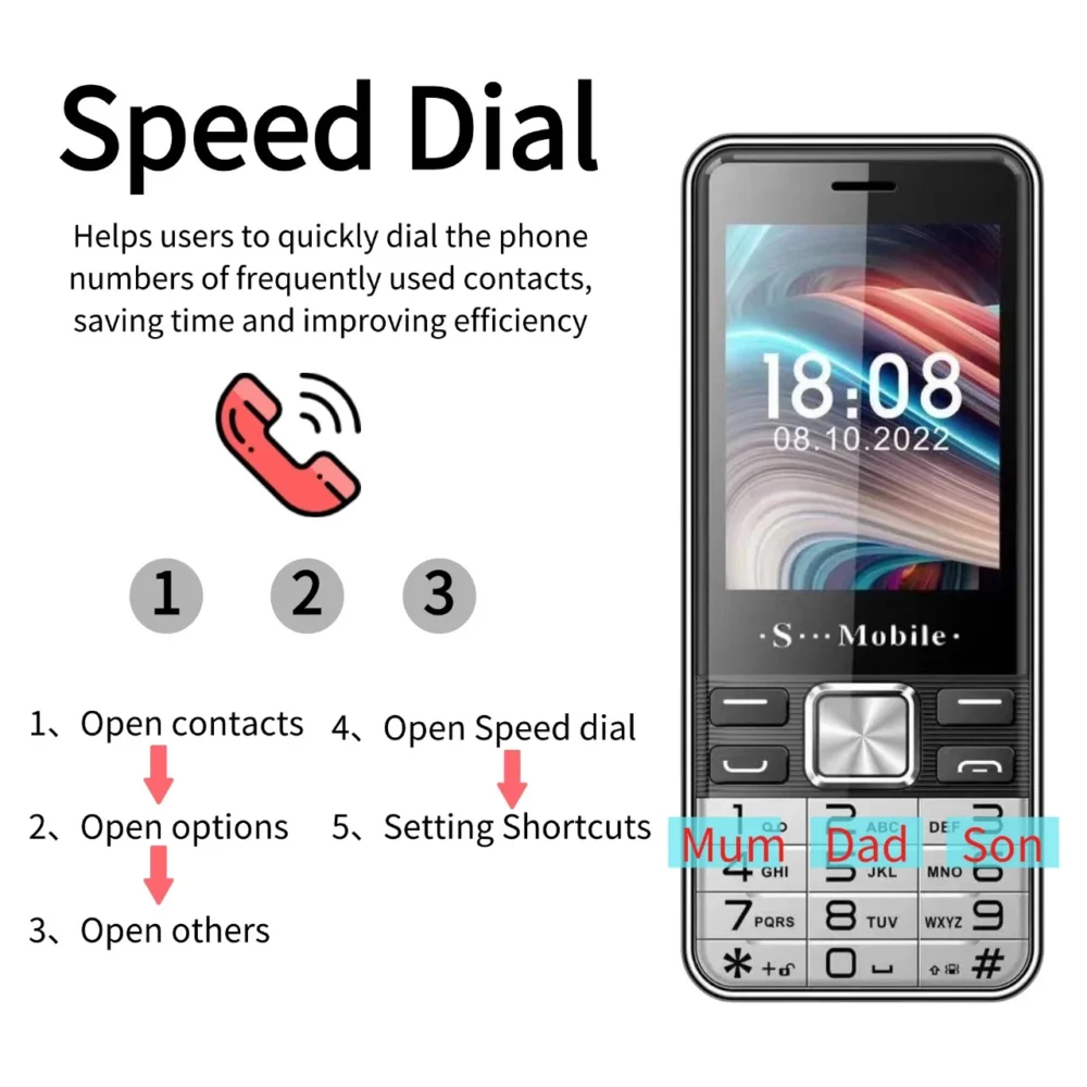 Low Price Elderly Mobile Phone Four Sim Card 2.8" Big Screen Large Push Button Big Battery Speed Dial Cheap Senior Cellphone - Image 3