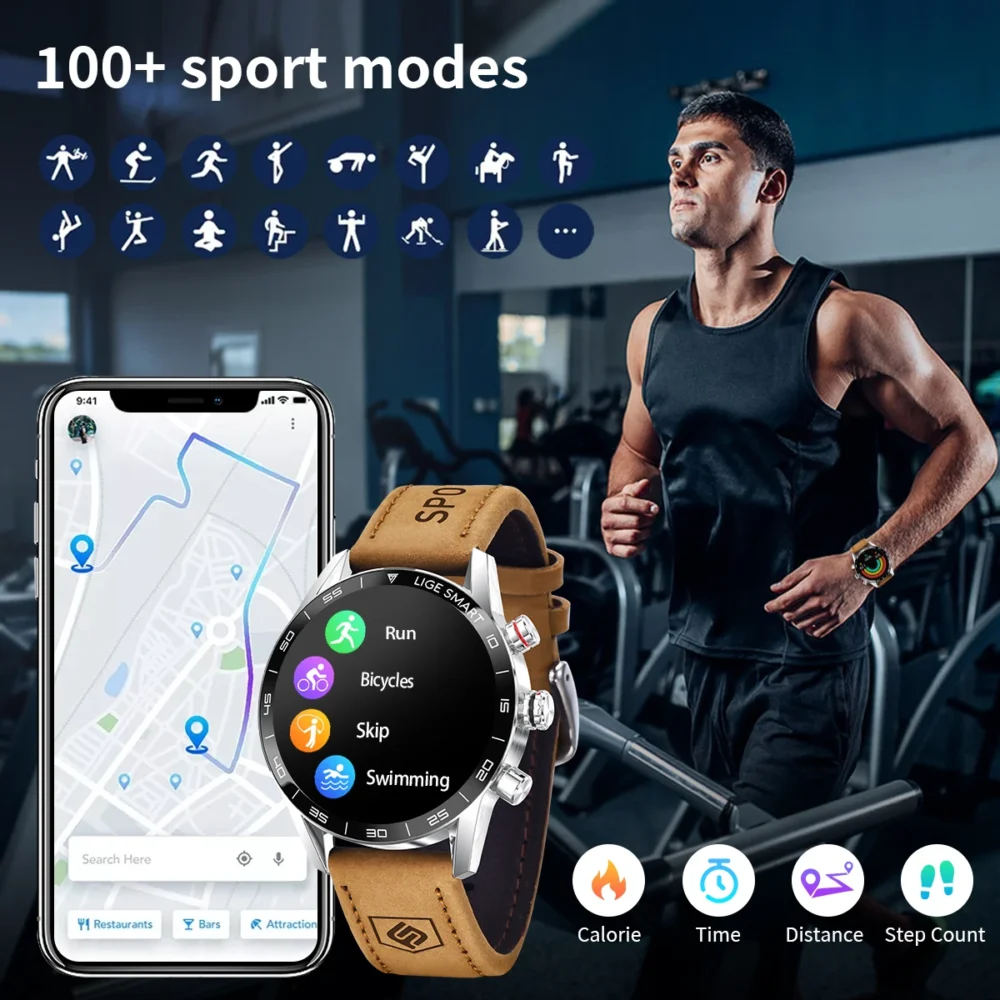 LIGE 2024 New Rugged Military GPS Smart Watch Men AMOLED HD Screen Heart Rate Bluetooth Call Waterproof Outdoor SmartWatch - Image 6